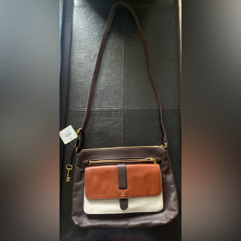 New w/Tags Fossil, Kinley, Crossbody, Brown/Neutral-Multicolored